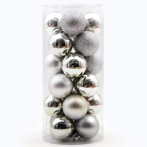 silver shiny glitter christmas balls ornaments