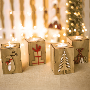 wooden candle holders set of 4pcs 5